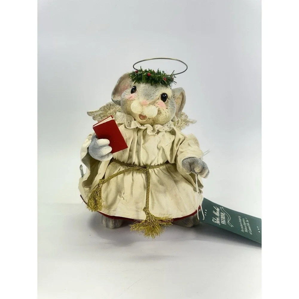 Vintage Midwest Cannon Falls Angel Mouse Fabric Mache Figurine Christmas Taiwan
